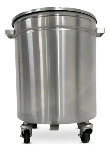Lixeira industrial redonda de inox de 100L