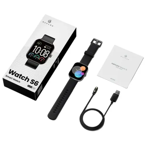 Haylou S6 Tela 2.01, Bluetooth Call 100+ Modos Esportivos, Bateria até 7 Dias