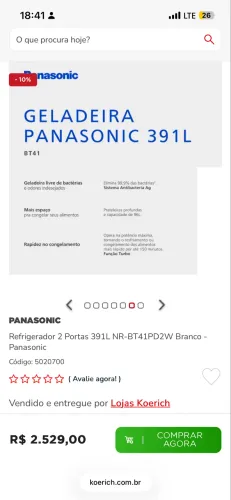 Geladeira Panasonic