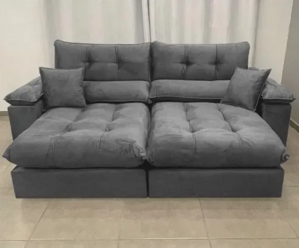 SOFÁ SUPREMO CONFORT 250CM 4 LUGARES RETRÁTIL E RECLINÁVEL EM VELUDO