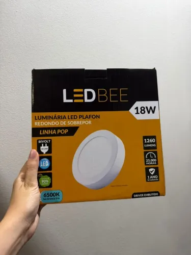 Plafon LED sobrepor redondo 18w branca LEDBee