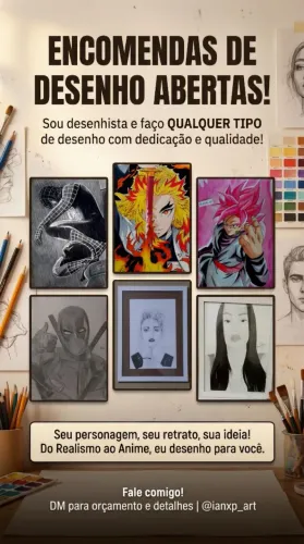 Desenhista e faço qualquer tipo de desenho com dedicação e Qualidade!