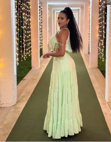 Vestido casamento verde menta 