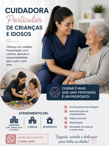 Cuidadora particular de idosos e crianças