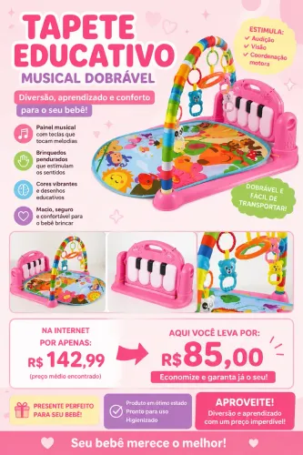 Tapete educativo musical para bebê ? Ótimo estado! R$85. Aceito ofertas!