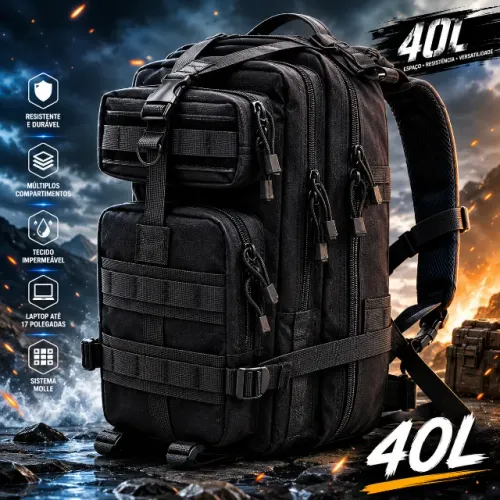 Mochila Tática 40 Litros Reforçada Impermeável - Grande