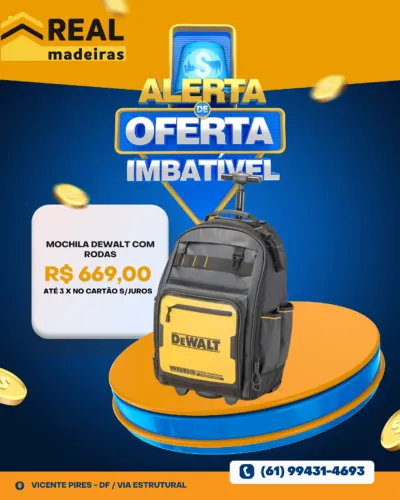 MOCHILA PROFISSIONAL COM RODAS PARA FERRAMENTAS DEWALT