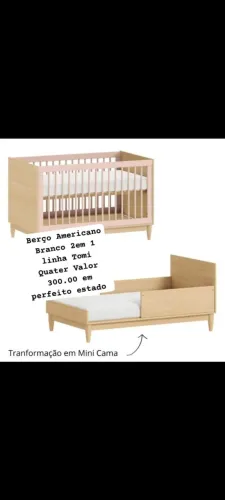 Berço Caminha Americano Branco 2em1 Linha Tomi Quater