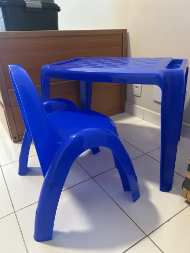 Kit 1 Mesa + 2 Cadeiras Infantil Tramontina Azul Catty Dona Chica Tramontina