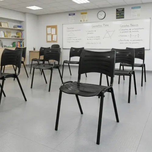 Cadeira Fixa 4 Pés Polipropileno Preto Resistente Empilhável Multiuso Oferta 31230