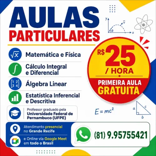 Aulas Particulares online matemática física estatística álgebra linear