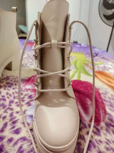 Bota coturno ramarim salto grosso feminina