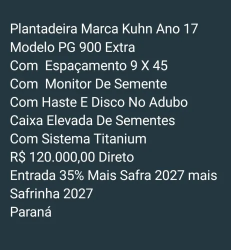 Plantadeira marca kuhn ano 17