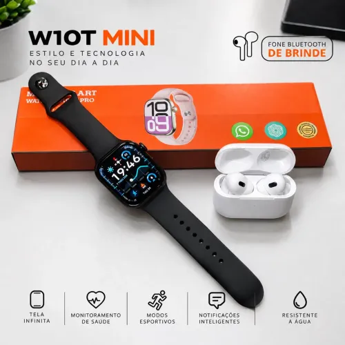 Smartwatch W10T Mini + Fone Bluetooth de brinde! ?