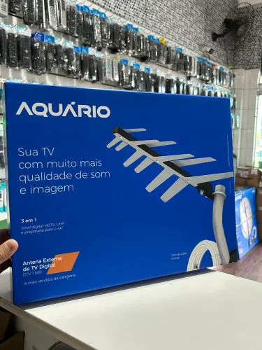 Antena Digital Externa DTV-1500 com Mastro e Cabo Coaxial