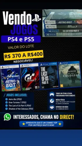 Vendo 4 jogos seminovos de ps5 e ps4 mídia física 