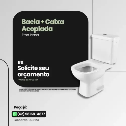 Vaso Sanitário Bacia + Caixa Acoplada Duplo Acionamento branca ETNA ICASA