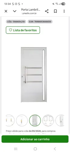 Porta lambril de alumínio branco com puxador, friso e vidro linha veneza