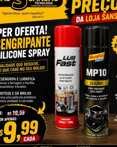 Desengripante Lub Fast ou Silicone Spray MP10 Mundial Prime 300ml