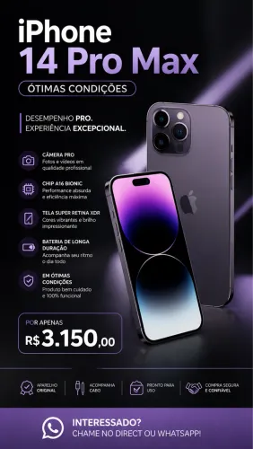 iPhone Pro Max 256 GB Roxo Profundo - EXCELENTE ESTADO!