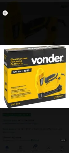 Grampeador e pinado elétrica vonder novo 