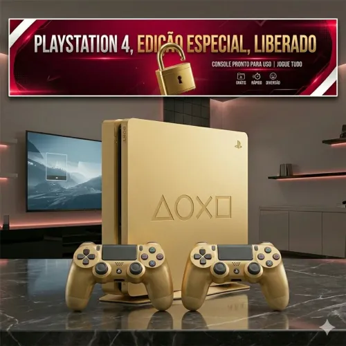 PS4 Slim DAYS OF PLAY, EDIÇÃO ESPECIAL, 1Tera D3sbI0qu34d0, versão 12.52, c/jogos. Parcelo