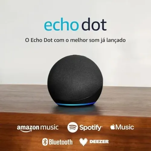 Echo Dot 5ª Geração Alexa Som Potente Sensor Temperatura Wi-Fi Bluetooth, Cor Preto