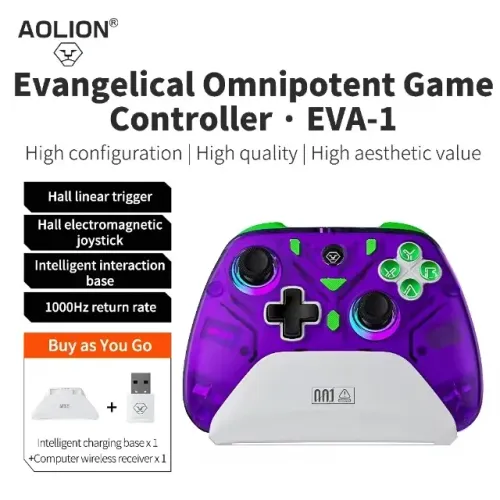 Controle AOLION AL K10 Elite Hall Effect *1.000hz* + Doc Carregamento, RGB Gamepad sem fio