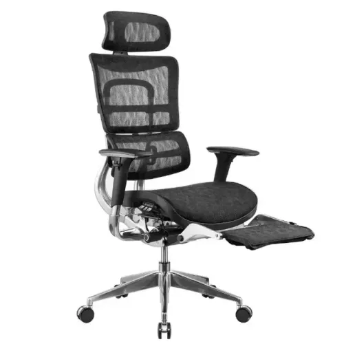 Cadeira de Escritório Ergonômica Executiva SyberFlex com Apoio de Pés Retrátil e Tela Mesh