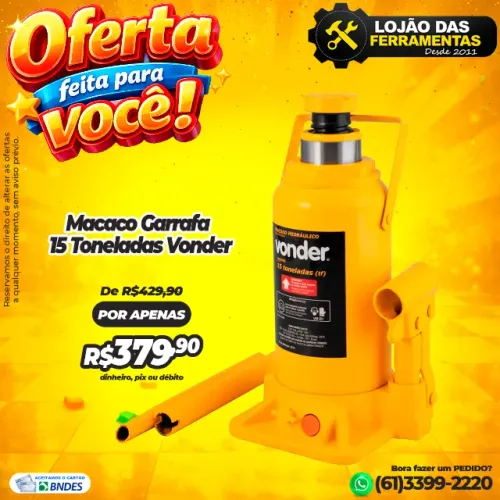 Macaco Hidráulico 15 Toneladas Garrafa * Vonder