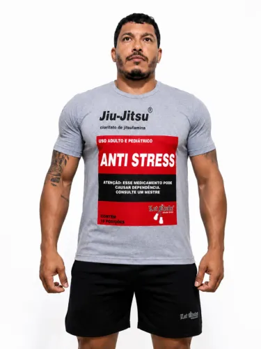Camiseta Masculina Jiu-jitsu Anti Stress Cinza Mescla