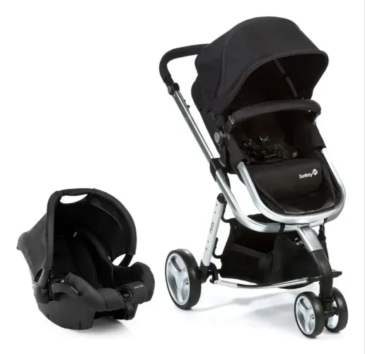 (Novo) Carrinho e bebê conforto Travel System Safety 1st, Mobi Duo, Black & Silver