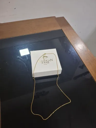 Corrente grumet 1,5mm 3gr fecho lagosta banhado a ouro 18k 70cm