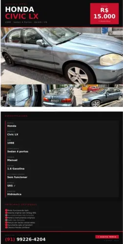 Honda Civic Sedan LX 1.6 16V Mec. 4P 1999