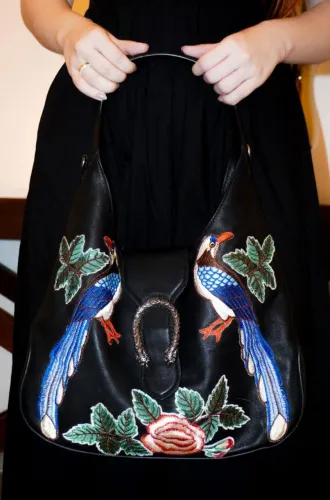 Bolsa Gucci Original Couro Bordada