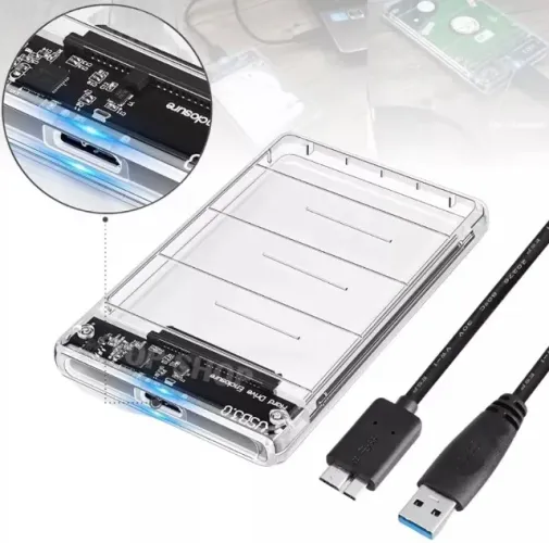 Case Hd Externo Usb 3.0 Transparente 2.5 Hd Notebook Sata Pc Xbox/ Ps3/ Ps4 (99995.9905 za