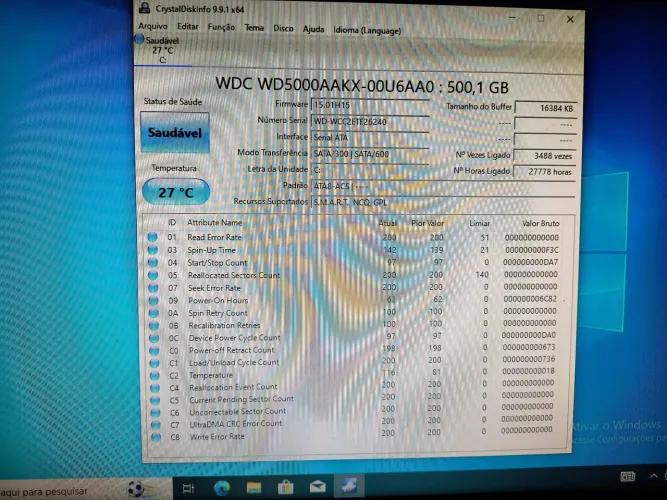 HD 500GB Sata III , Testado 