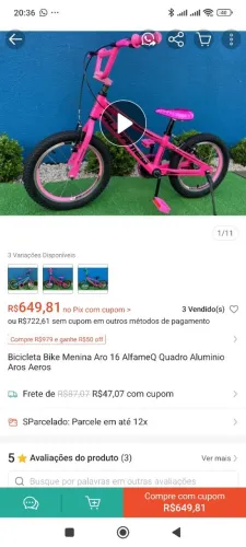 Bicicleta infantil aro 16 Alfamec em alumínio