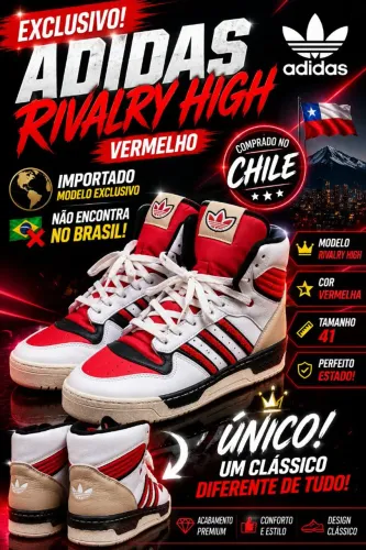 TÊNIS ADIDAS RIVALRY HIGH VERMELHO, 41