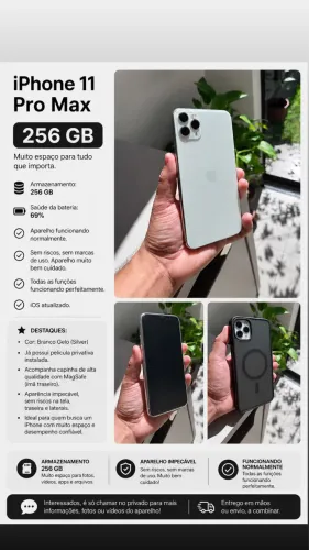 ? iPhone 11 Pro Max - 256 GB | Silver (Branco Gelo)