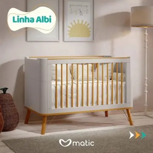 Berço 3 em 1 Matic Linha Albi EcoWood/Off-White