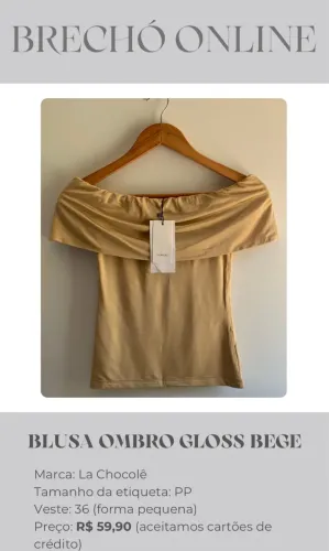 Blusa Ombro Gloss Bege Nova com Etiqueta