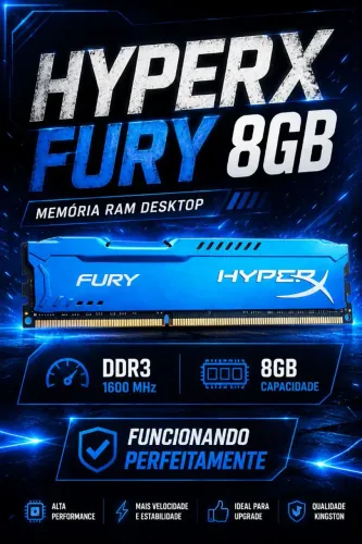 Memória RAM Kingston 8GB DDR3 Azul - Funcionando
