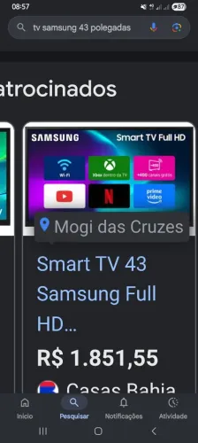 Tv smart samsung