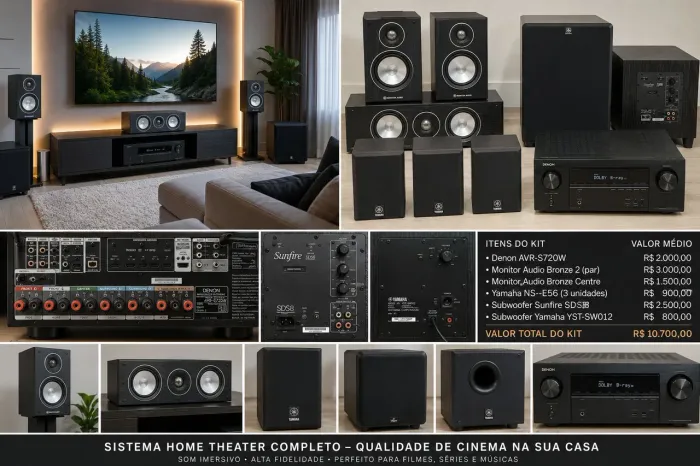 Home Theater Denon + Monitor Audio + Sunfire - Sistema Completo de Alto Nível