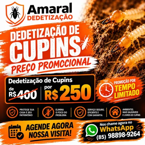 DEDETIZAÇÃO DE CUPINS PREÇO IMPECÁVEL PROMOÇÃO