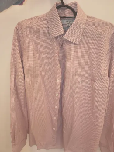 Camisa Social Dudalina Original Xadrez Bordô Tam. P (38) - Algodão Egípcio