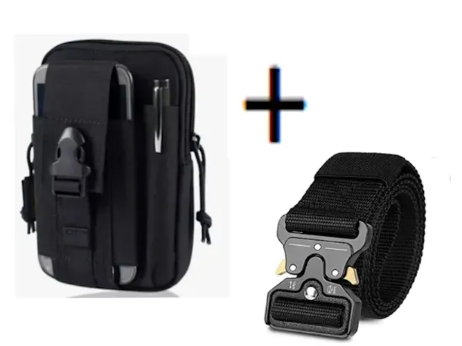 Kit Pochete Bolsa Porta Treco + Cinto Tático Militar (110cm) z1454