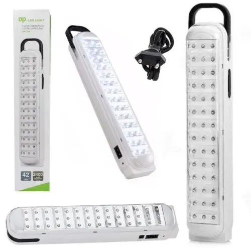 kit 4  Luminária de emergência DP LED-714 com bateria recarregável 3.4 W branca