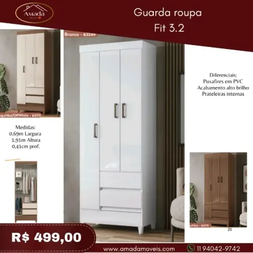 Guarda Roupa Fit 3.2, a pronta entrega